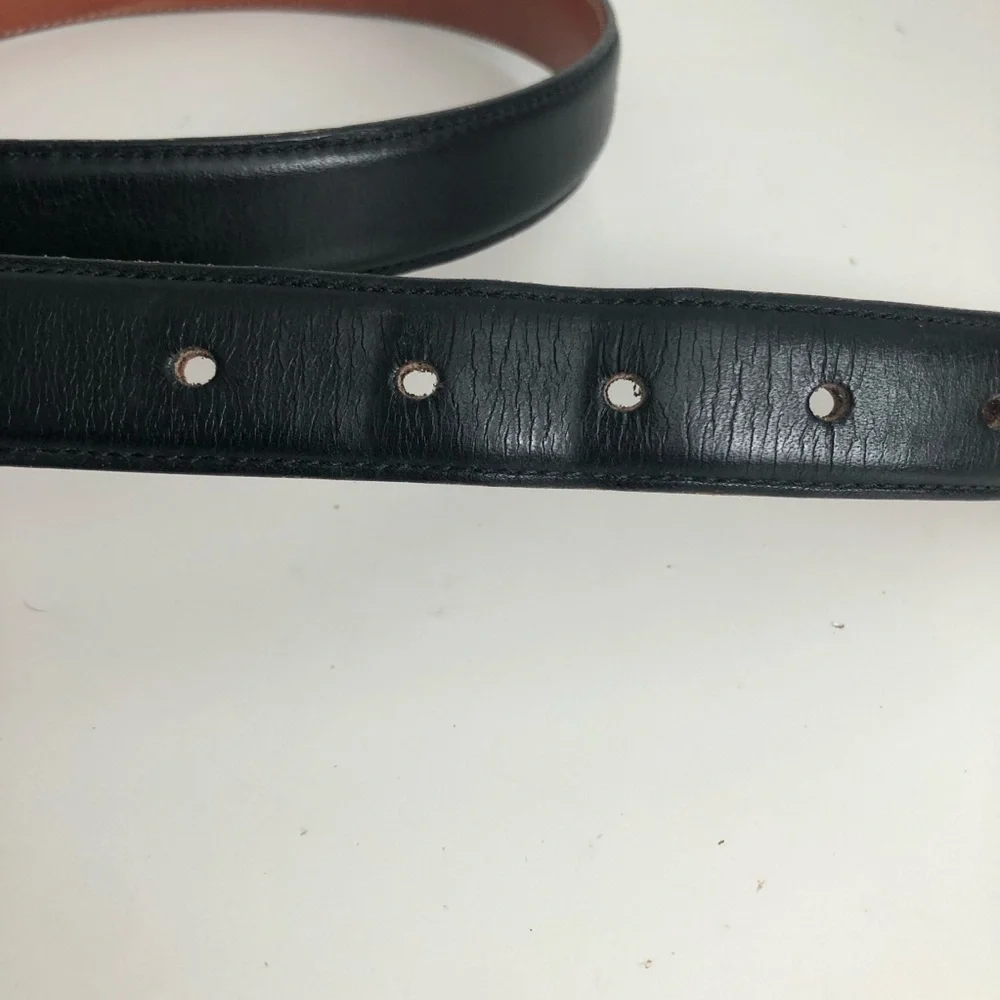 Classic Men's Black Leather Belt with Brass Buckle